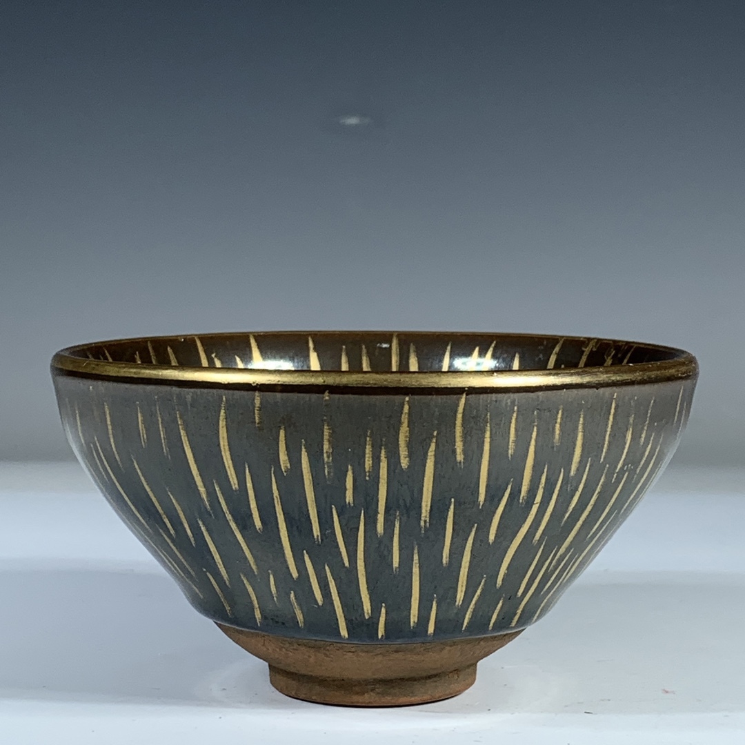 旧蔵 宋時代 建窯 描金盞 茶盞 建盞 茶道具 煎茶道具 案頭擺件 置物 古美術 古美味 中国古玩 骨董品 時代物 稀少唐物