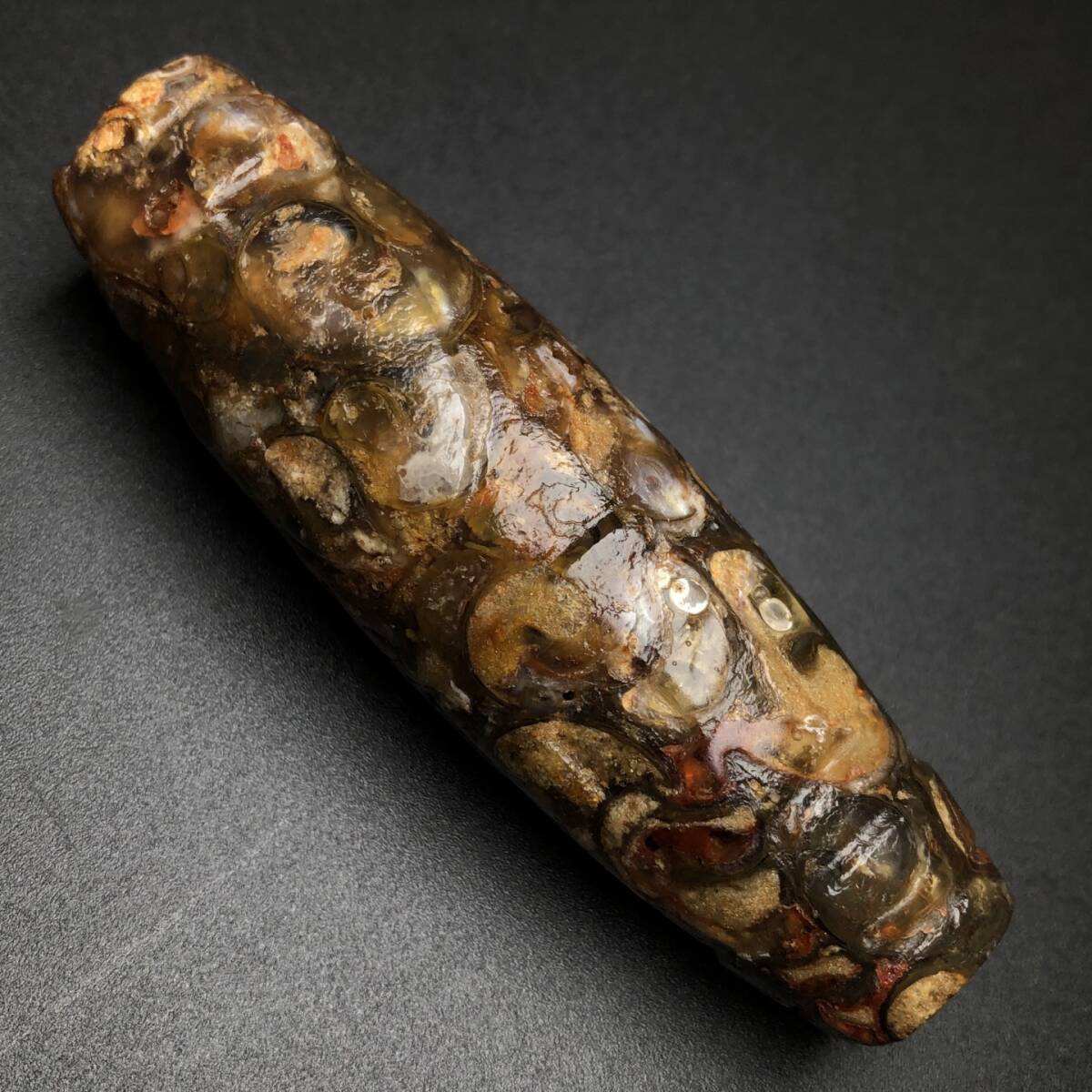 旧蔵 古瑪瑙彫 高油 法螺天珠 菩提天地天珠 根付 風水開運 古美術 古美味 中国古玩 骨董品 時代物 稀少唐物