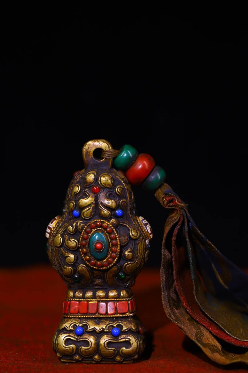 旧蔵 廢寺收集 古銅彫 鏨刻 貴石天珠嵌 蔵式印章 法印 法器 仏具 鎮宅 辟邪 古美術 古美味 中国古玩 骨董品 時代物 稀少唐物