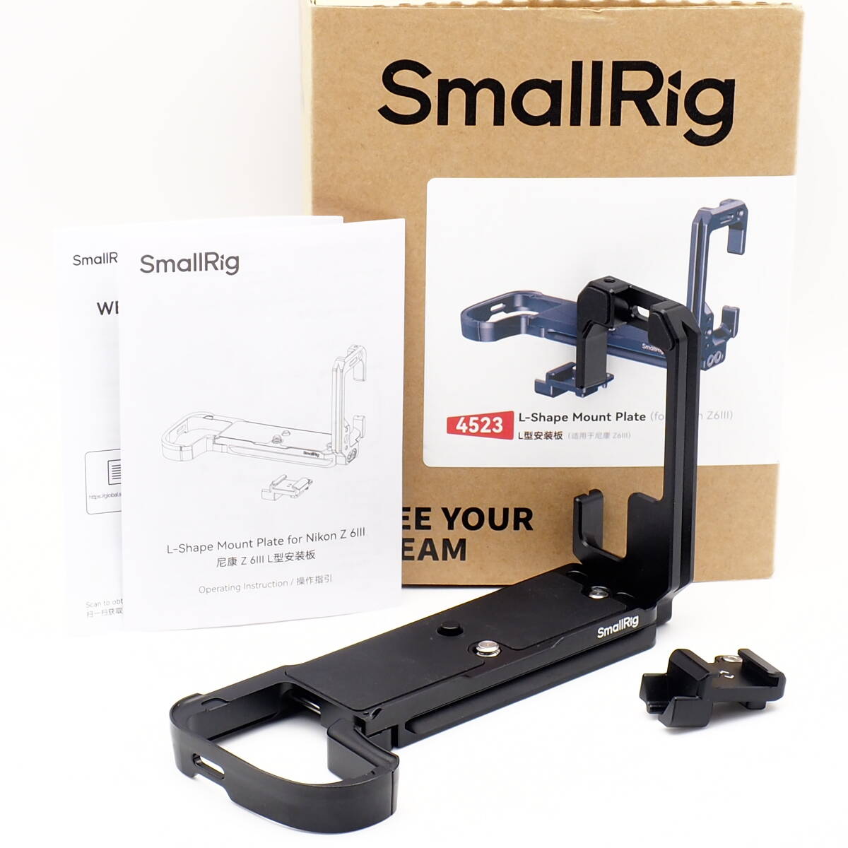 Nikon Z6 III 対応 SmallRig 4523 L型ブラケット タテヨコ共にアルカスイスQRプレート対応 コールドシュー付 拡張性が高い カメラプレート