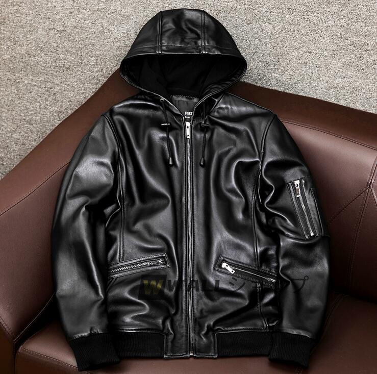 特価★人気推薦★本革ライダースジャケット メンズファッション 牛革 革ジャン シンプル レザージャケット オートバイの防風コート