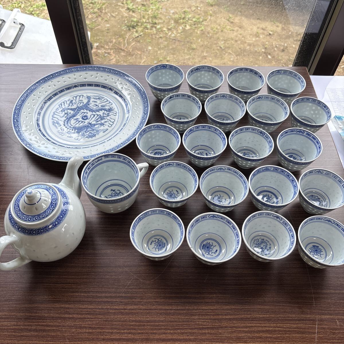 ☆ 中国景徳鎮 茶器セット 急須 中国茶器 茶器 湯呑み 陶器 湯呑20個 大皿1枚 マグカップ1個 急須1個 まとめて