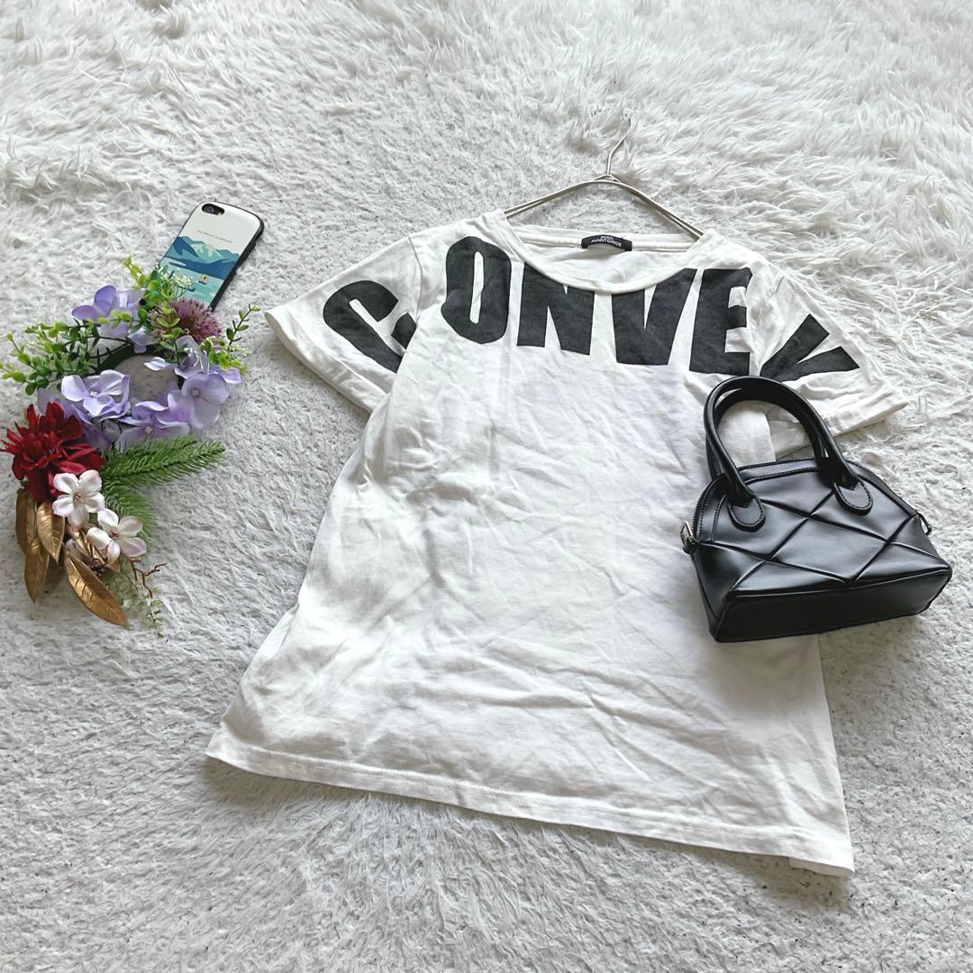 アベイル 半袖Tシャツ プリント ロゴ L 綿100 デイリーカジュアル 白黒 12E3EA