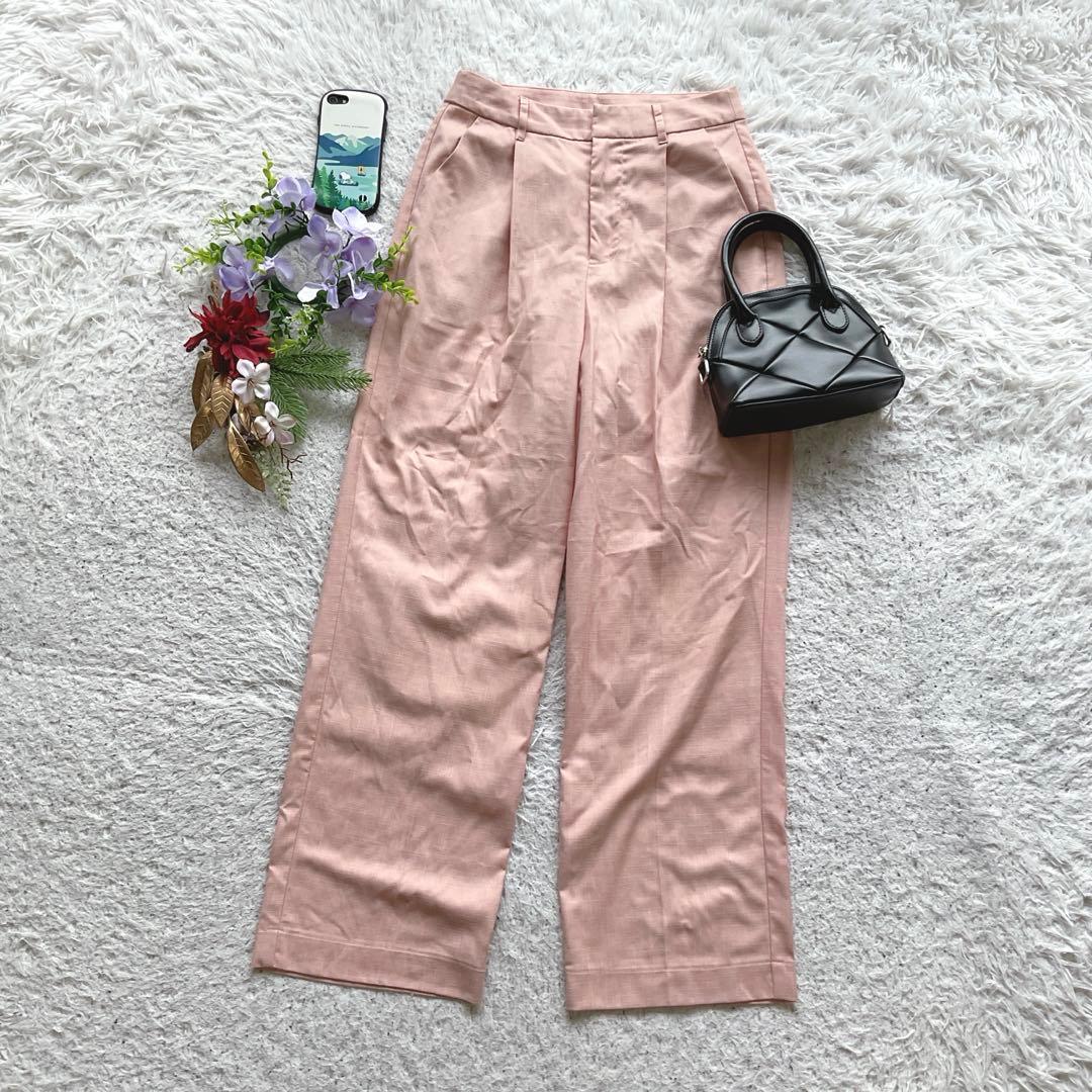 ティティベイト ワイドパンツ タック入り M レーヨン混 洗える 通勤 春夏 B5B0AF