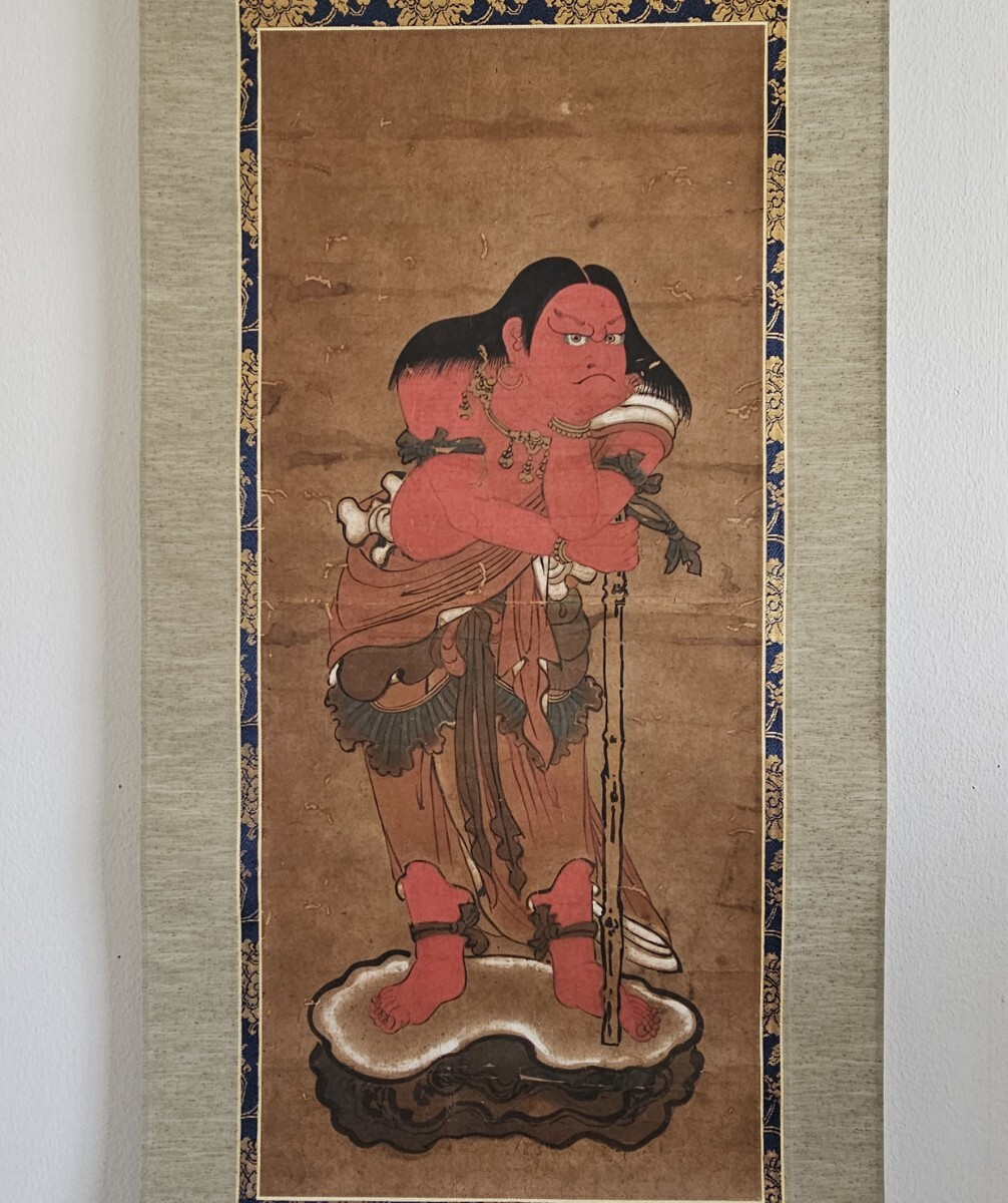 掛軸 春日赤童子図 紙本 春日大社 春日大明神 神仏習合 本地垂迹 奈良 大和 神道 神道美術 仏教美術 JAPAN 掛け軸