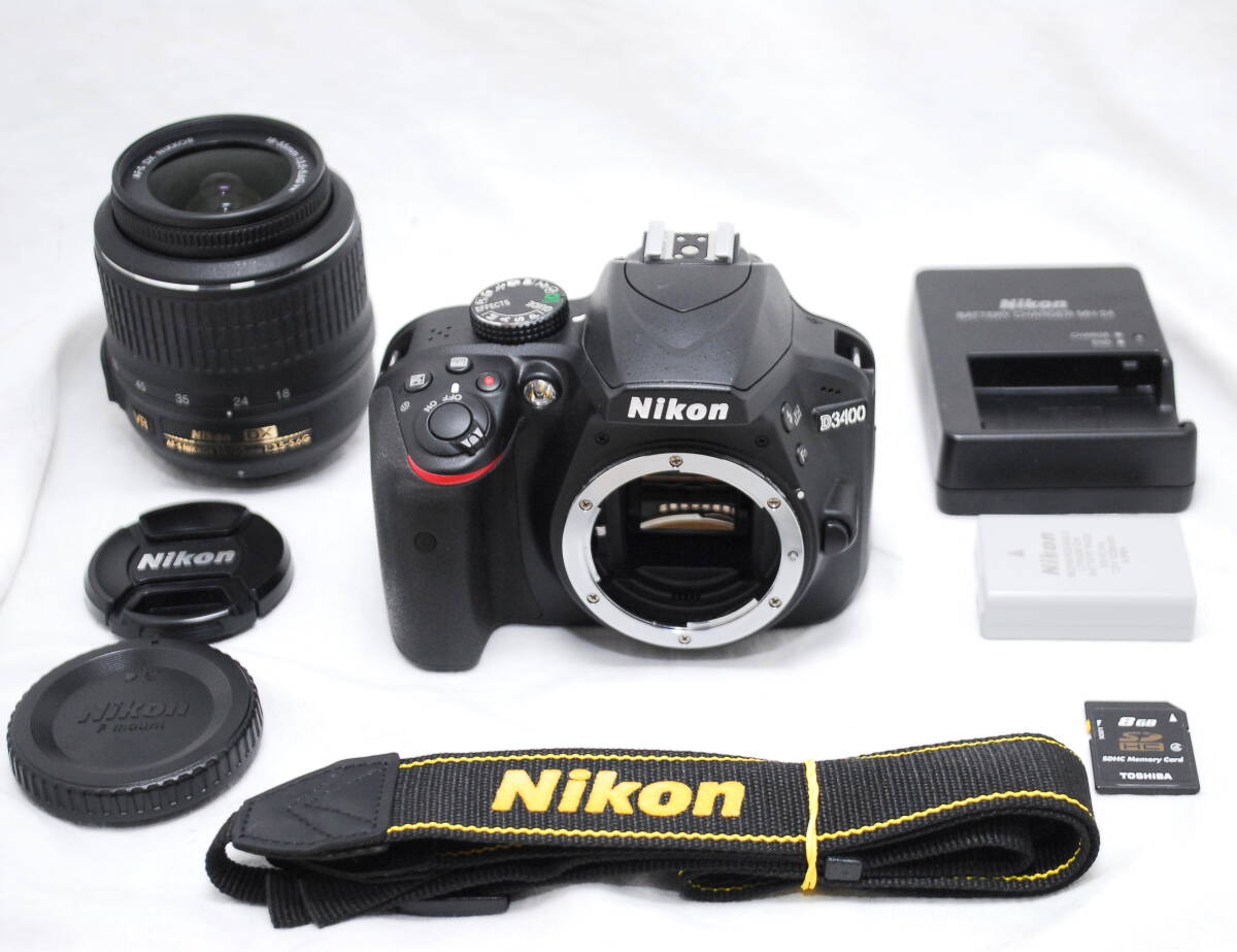 【新品同様の超美品 3405ショット・SDカード付き】Nikon ニコン D3400 AF-S 18-55mm VR