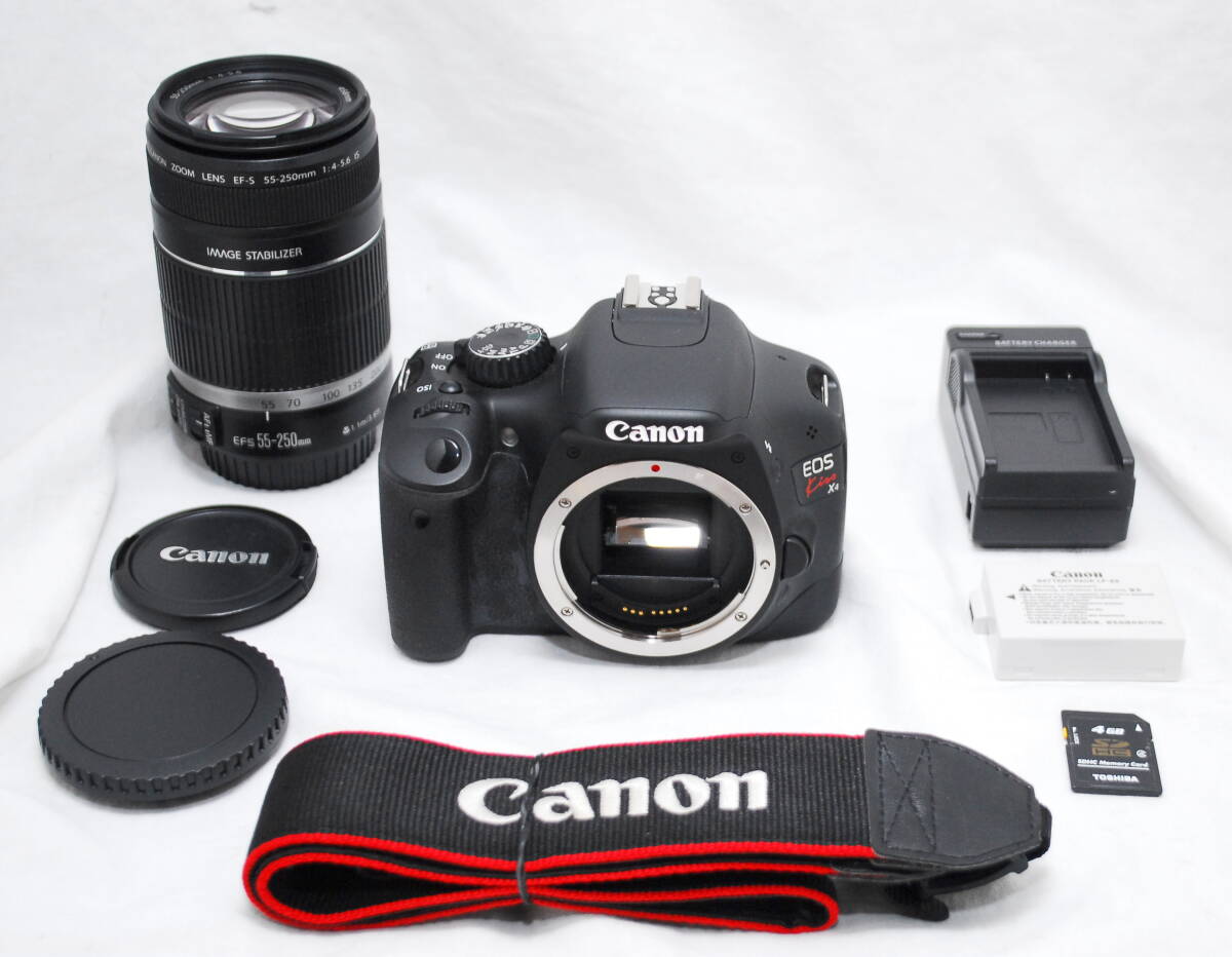 【新品級の超美品 3000ショット・SDカード付き】Canon キヤノン Kiss X4 EF-S 55-250mm IS