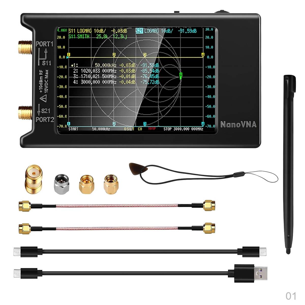 【新品】ベクトルネットワークアナライザ、V4.3 NanoVNA-H4 -1.5GHz 10KHz VHF HF UHF ポータブルアンテナアナライザ、4インチタッチス 36