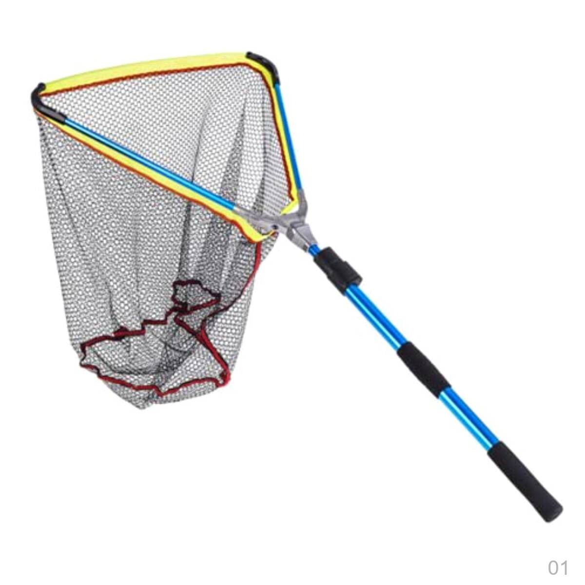 【新品】玉網 タモ網 伸縮3段階 折り畳み 釣り具 長さ調節可能 全長2m コンパクト 釣り網 釣り 網 軽量 おしゃれ 40