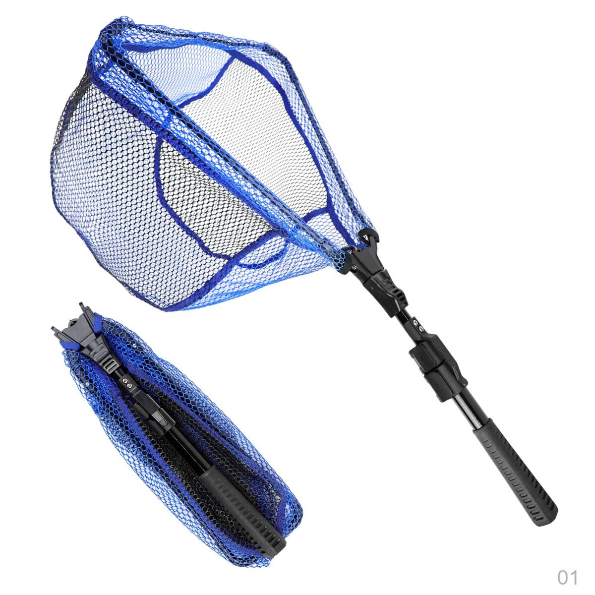 【新品】玉網 SANLIKE 折り畳み式 タモ網 ガラス繊維 ランディングネット ワンタッチネット 3段階 伸縮式 調節可能 釣りネット すくい網 99