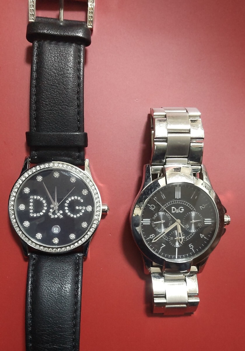 DOLCE&GABBANA　ドルチェ＆ガッバーナ　黒　ブラック　腕時計　クオーツ腕時計　テキサスTEXAS　２本まとめてセット　不動ジャンク