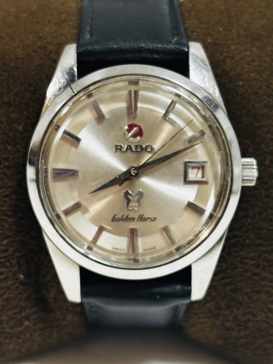 ○1円〜稼働品 RADO ラドー Golden Horse ゴールデンホース デイト シルバー文字盤 腕時計 タツノオトシゴ