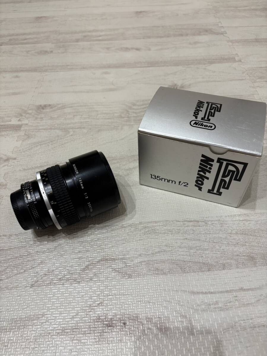 1円〜 大口径名玉 Nikon Ai-S Nikkor 135mm F2 ニコン 明るい中望遠 単焦点 MFレンズ 元箱付き ジャン 売り切り