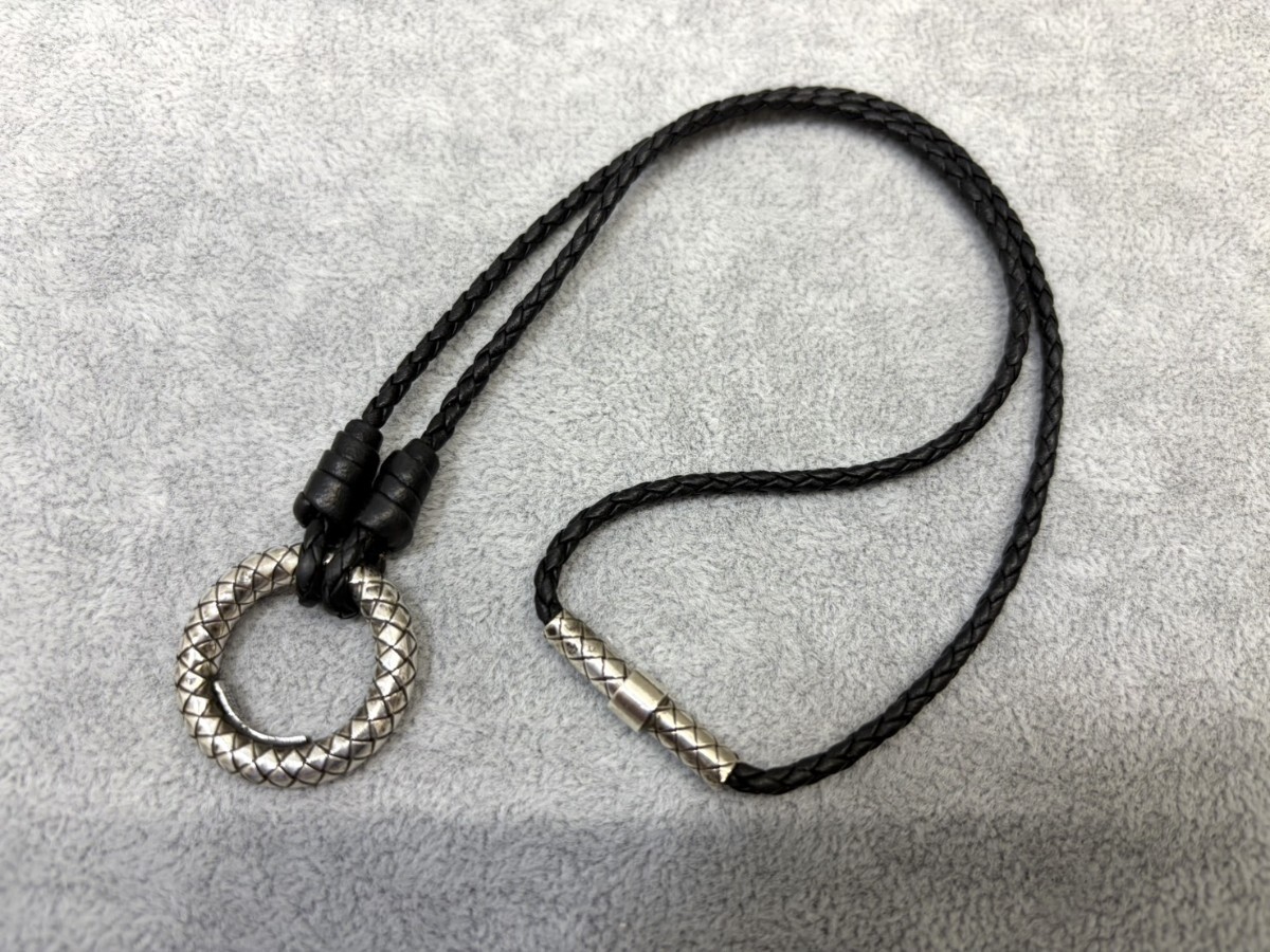 k【1円スタート】BOTTEGA VENETA/ボッテガ 海外製 ブランド シルバー ネックレス ペンダント ヴィンテージ アクセサリー SILVER 925刻印 