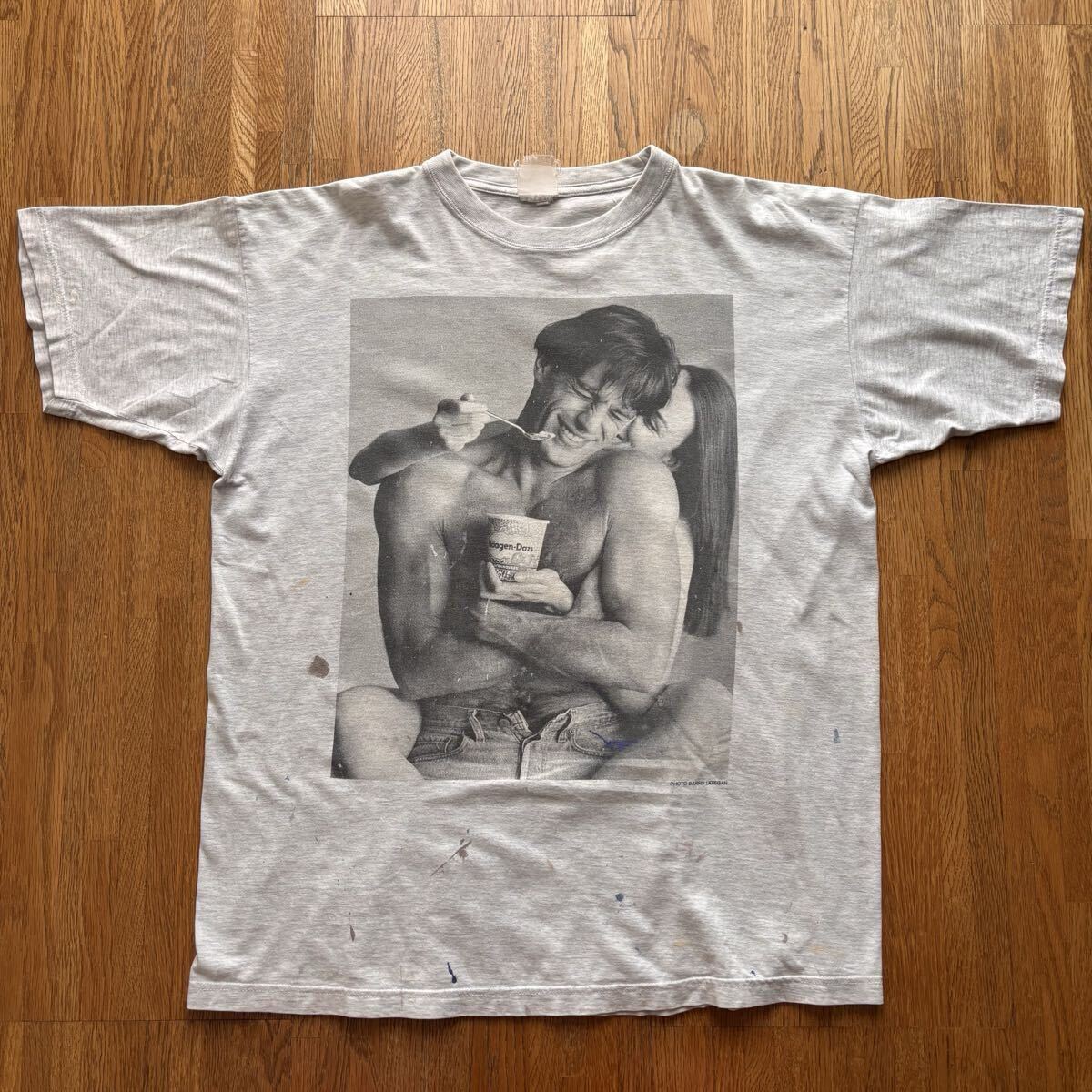 鬼フェード 90's Haagen-Dazs ハーゲンダッツ フォトTシャツ XL プリントT USA製 Photo By Barry Lategan バリー・ラテガン ビンテージT