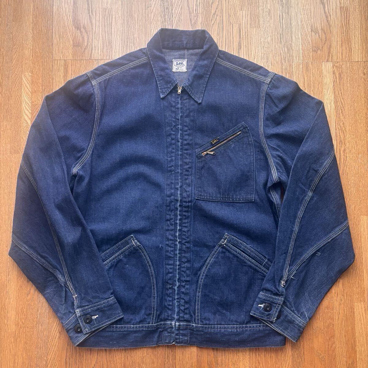 希少 60's lee91-B 42 LONG JELT DENIM ヴィンテージ デニムジャケット ビックサイズ 濃紺 mushroom