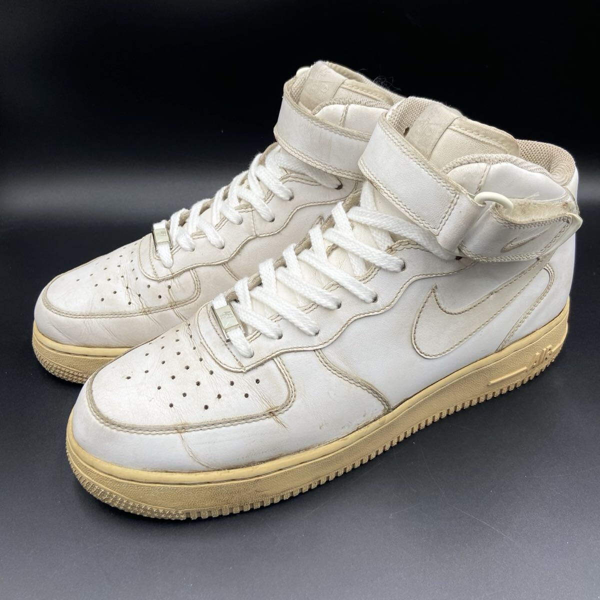 【ナイキ/エアフォース 1 MID '07/315123-111】高級レザースニーカー！オールホワイト/27.5cm/衝撃プライス！タイムレスデザイン！6/14