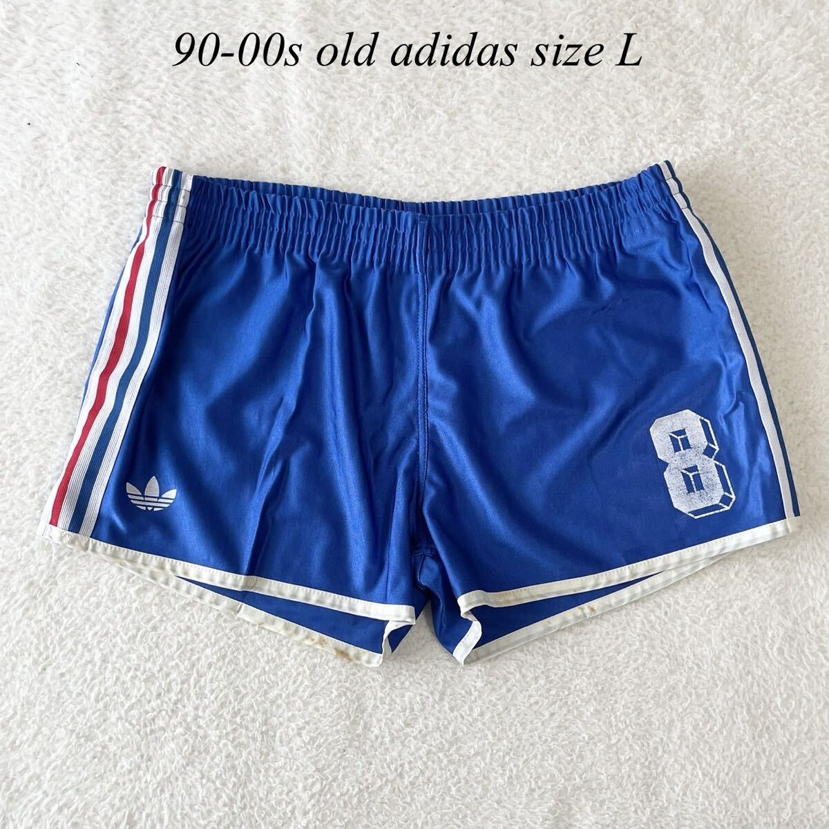 【レア 当時物 90s 00s オールドアディダス/デサント製】ヴィンテージ ショートパンツ/ブルー/トリコロール/衝撃プライス！入手困難/H10