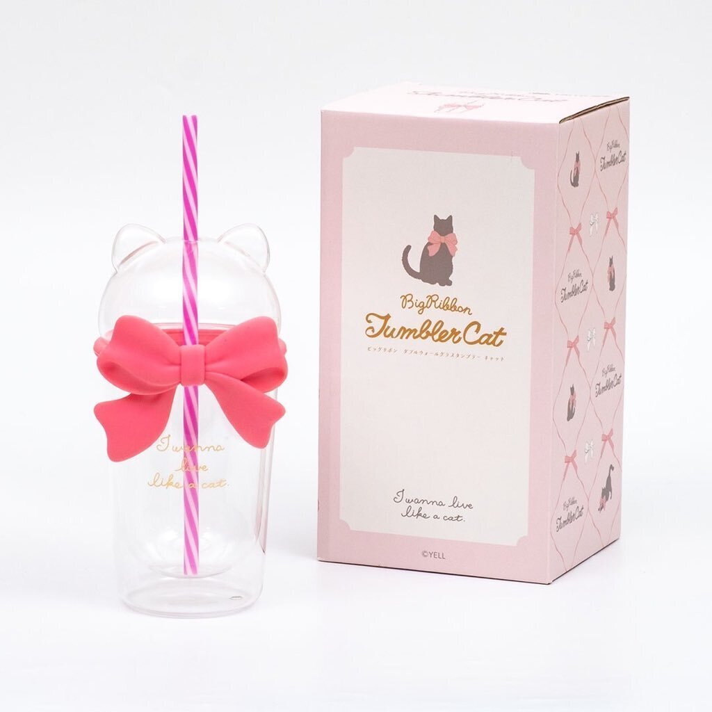 TAITO限定 ビッグリボン ダブルウォールグラスタンブラー キャット / Big Ribbon Tumbler Cat / タイトー限定 / 猫