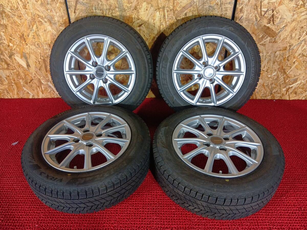 ブリヂストン VRX3 165/65R14 社外 ECOFORME 汎用 14×5.5J タンク バリ溝スタッドレス付4本 中古 売切!!
