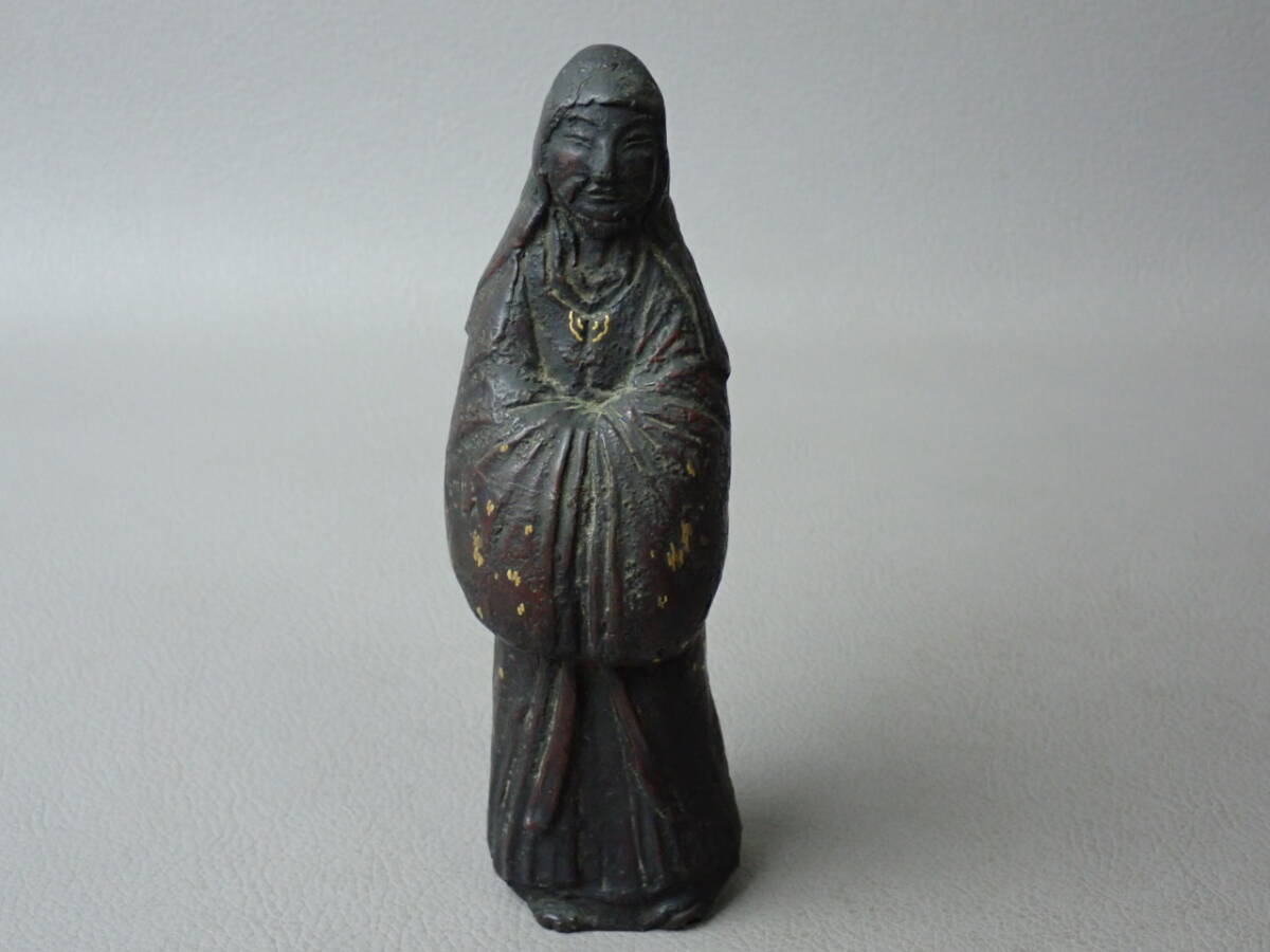 【骨董・茶道具】★古い 唐金 古銅製★★鍍金人物像 hm067xb 仏教美術 キリスト像 マリア像 仏像 象嵌 中国古玩