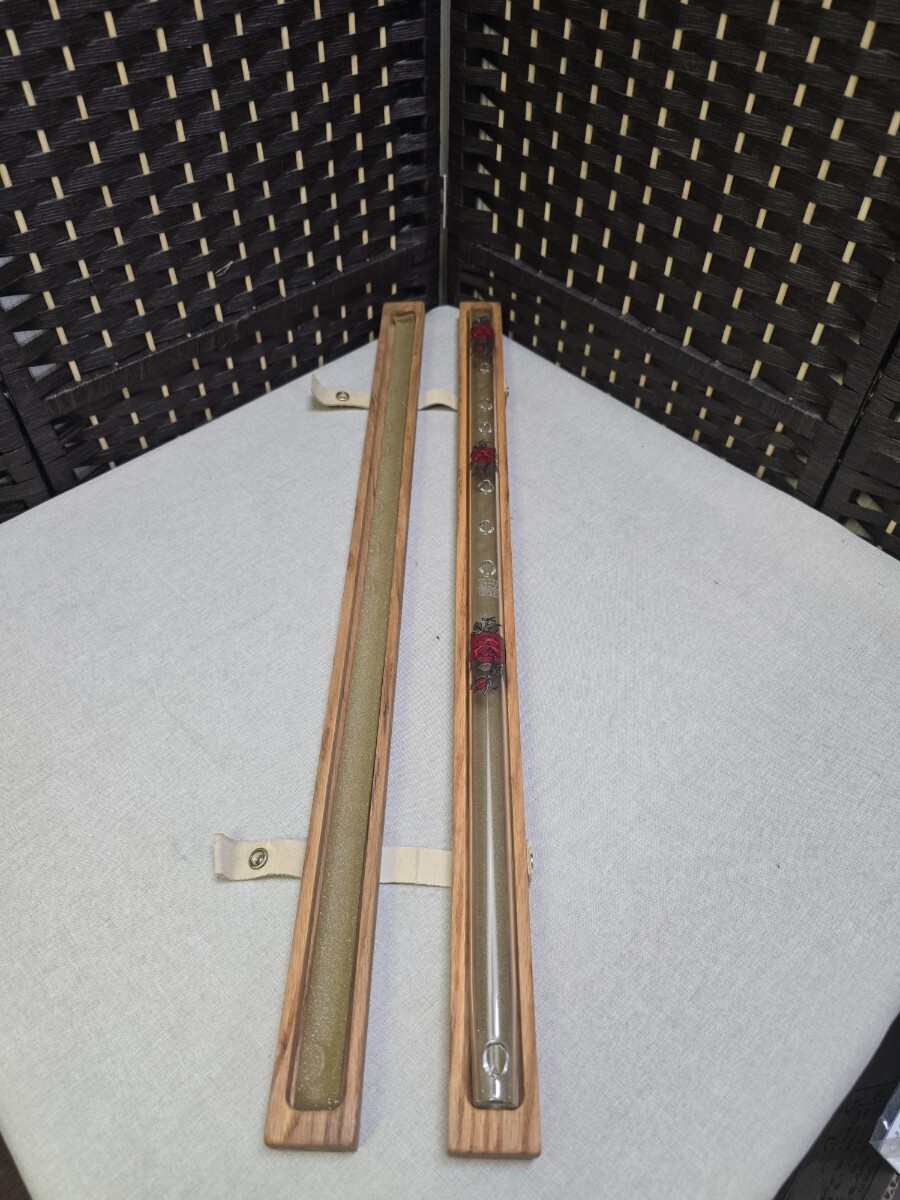 【現状品】Hall Crystal Flutes in C ハル クリスタルガラスフルート C調 1992年 USA製 赤バラ柄 木製ケース付 美品 全長約62cm