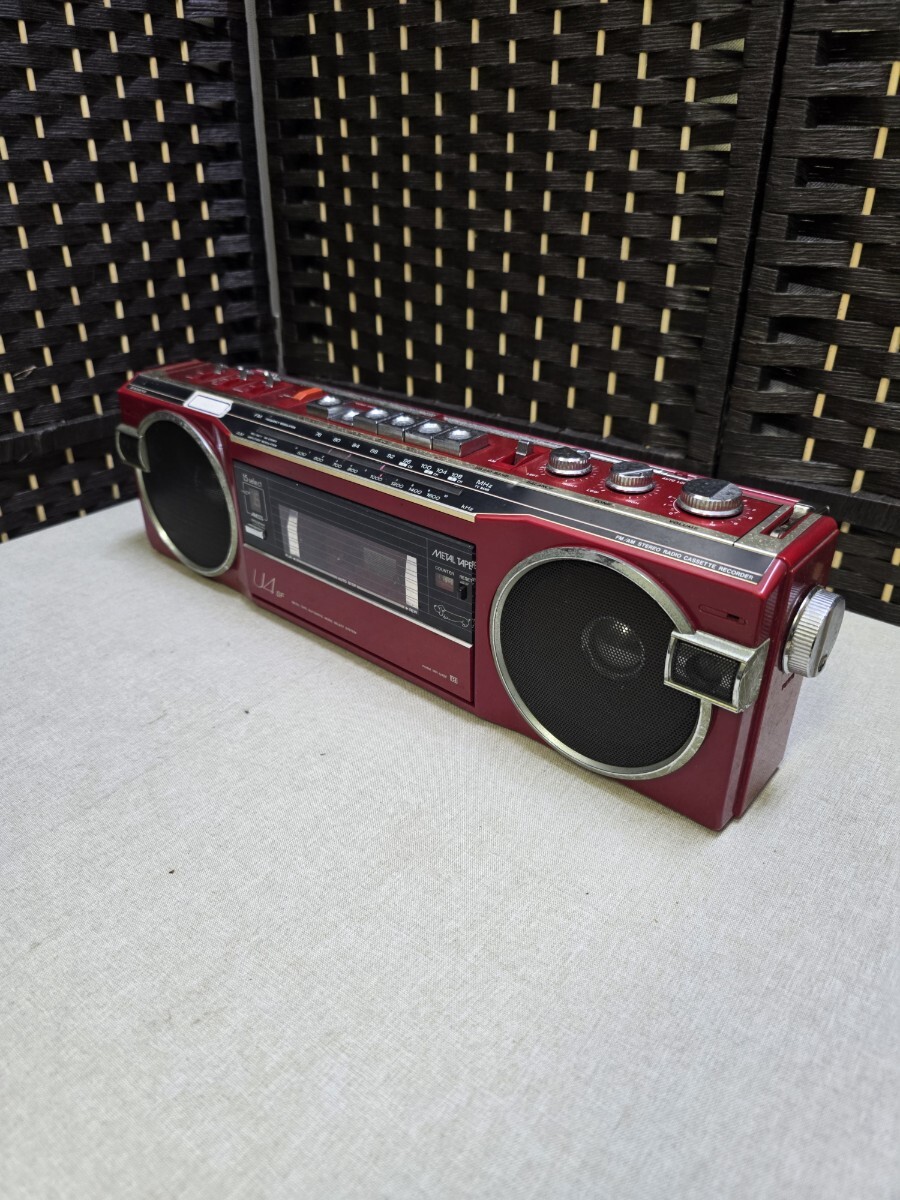 【ジャンク品】SANYO サンヨー MR-U48F ラジカセ ステレオラジオカセットレコーダー FM/AM 赤 ポータブル 動作未確認 現状品