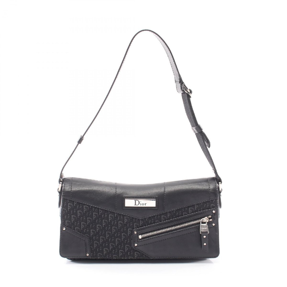 爆買 ディオール Dior ストリートシック トロッター ショルダーバッグ バッグ キャンバス ブラック系 【中古】