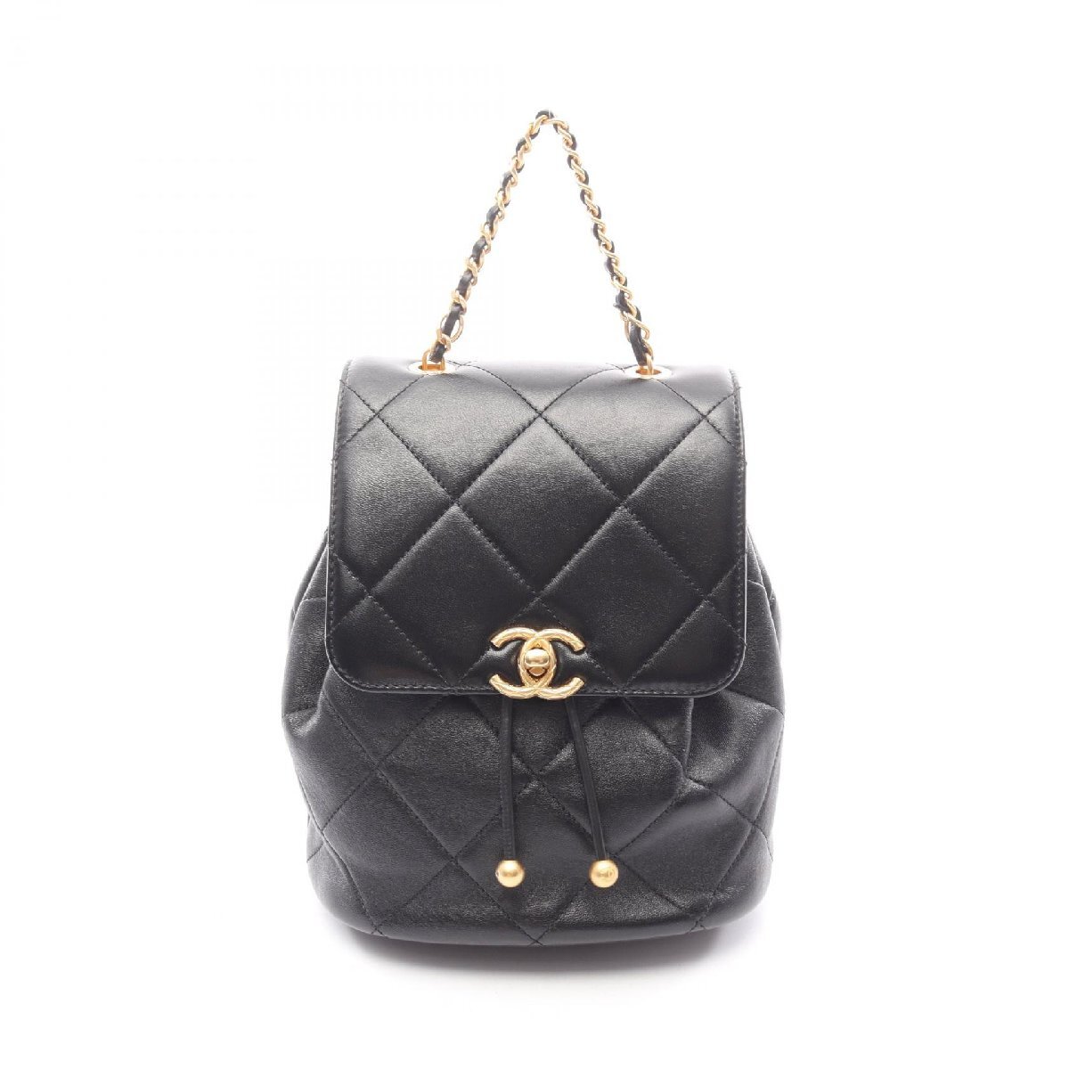爆買 シャネル CHANEL CHANEL19 リュックサック バックパック バッグ ラムスキン（羊革） ブラック系 【中古】