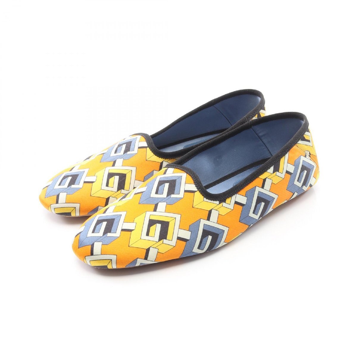 爆買 グッチ GUCCI ジオメトリックG ルームシューズ スリッポン 靴 ファブリック イエロー系 662868 【中古】