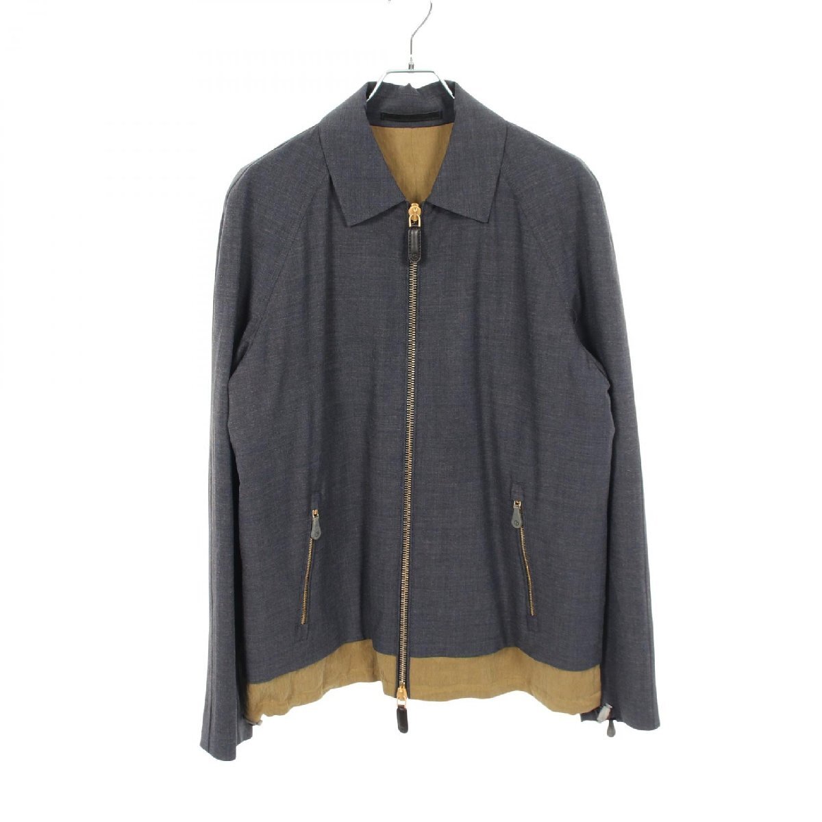 爆買 ジョルジオアルマーニ GIORGIO ARMANI 襟付きレイヤード ジャケット ブルゾン 衣料品 アウター ウール ネイビー系 1WGOB05R T02P2 【