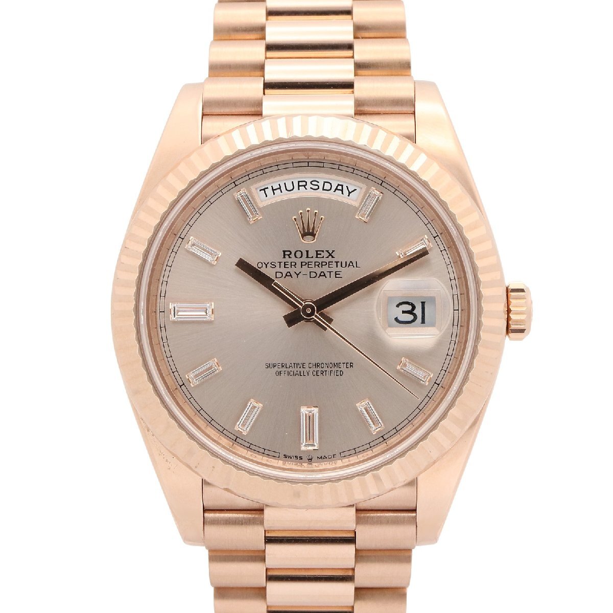 爆買 ロレックス ROLEX デイデイト 10Pダイヤ ランダム番 腕時計 時計 K18PG（ピンクゴールド） シルバー系 228235A 【中古】
