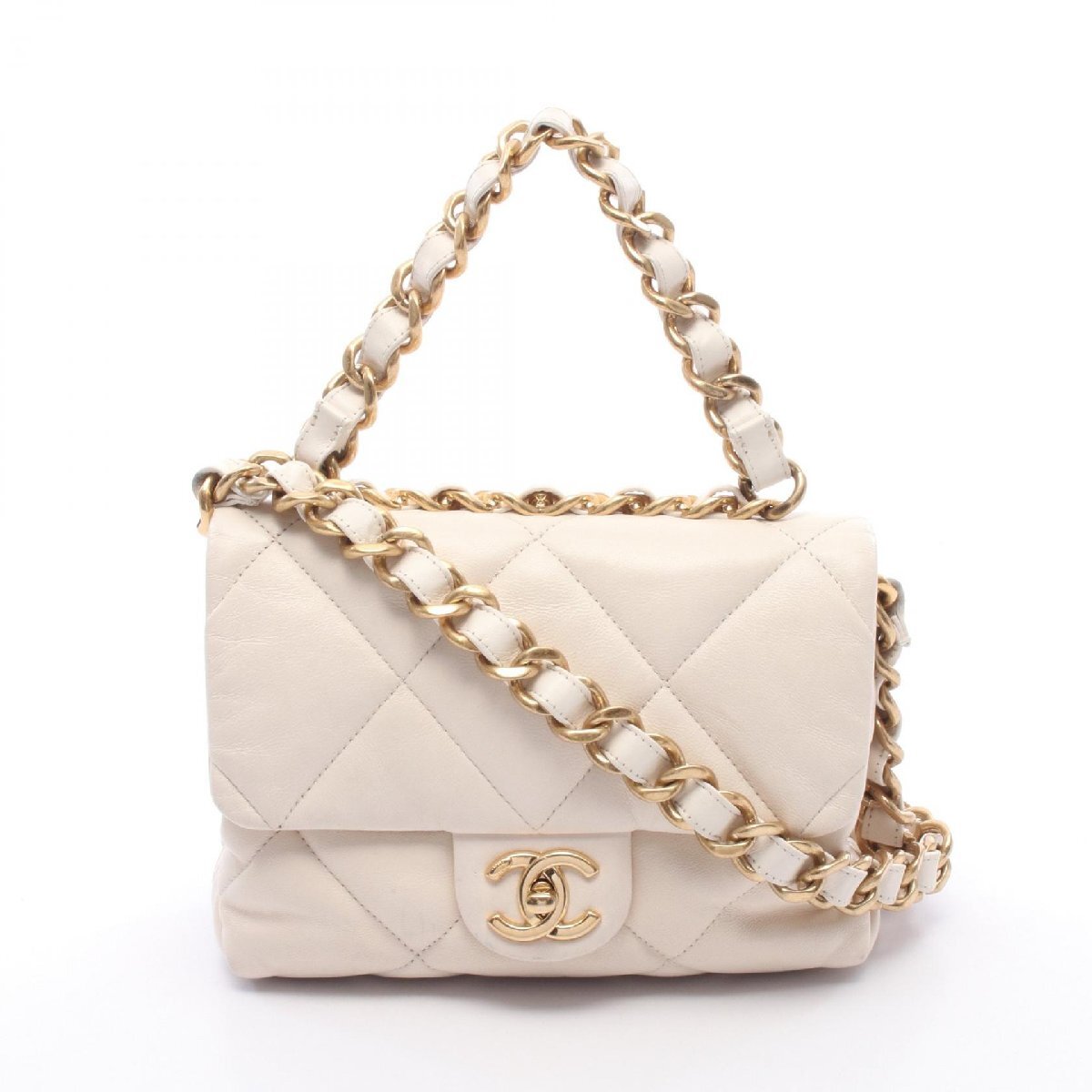 爆買 シャネル CHANEL マトラッセ スモール 2WAY ショルダーバッグ バッグ ラムスキン（羊革） アイボリー系 【中古】
