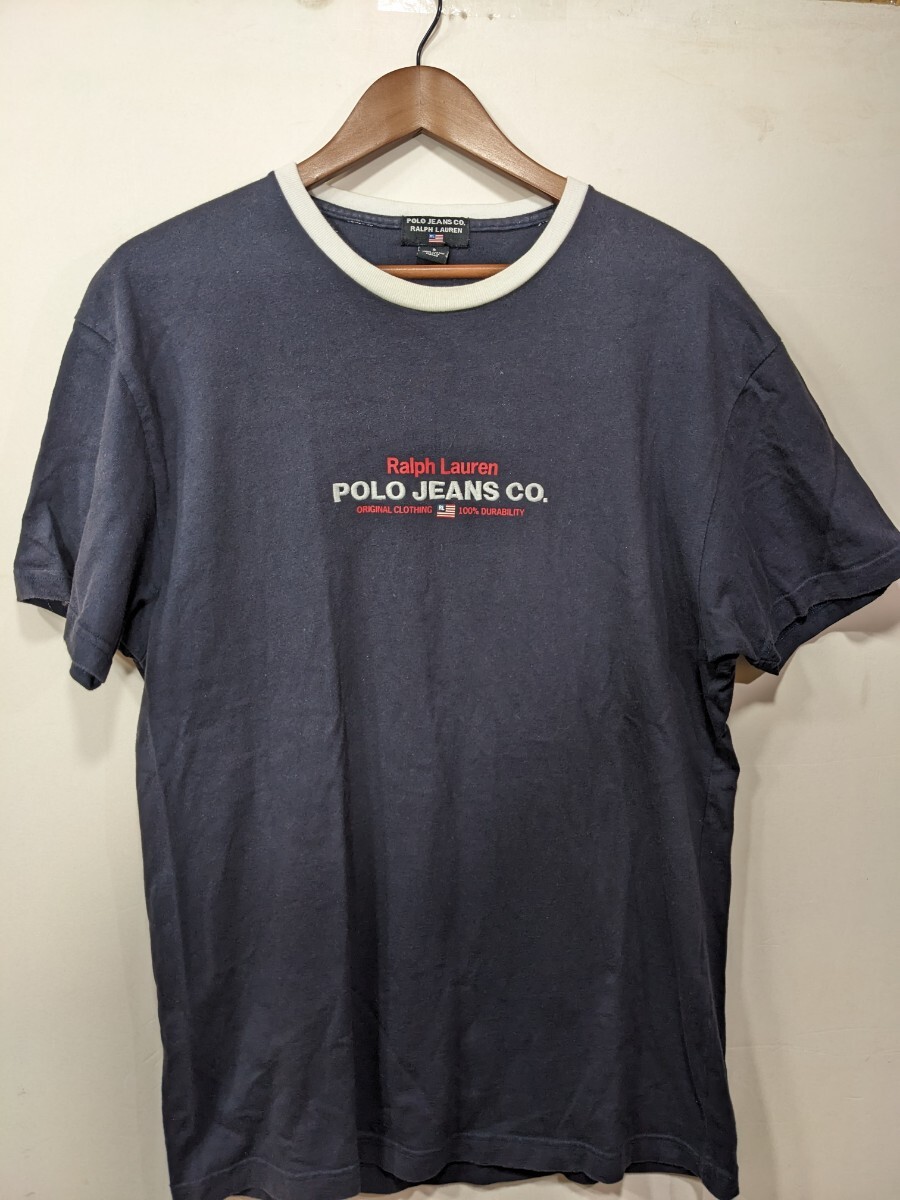 POLO JEANS CO. Ralph Lauren MADE IN MACAU 半袖Tシャツ　Sサイズ　半袖　Tシャツ 紺色　 ラルフローレン　ポロジーンズ　ポロ　
