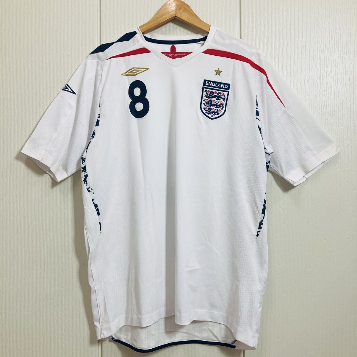 258 サッカー 07-09 アンブロ イングランド代表 ホーム ユニフォーム 8番 XXL ENGLAND ゲームシャツ UMBRO 60608AC