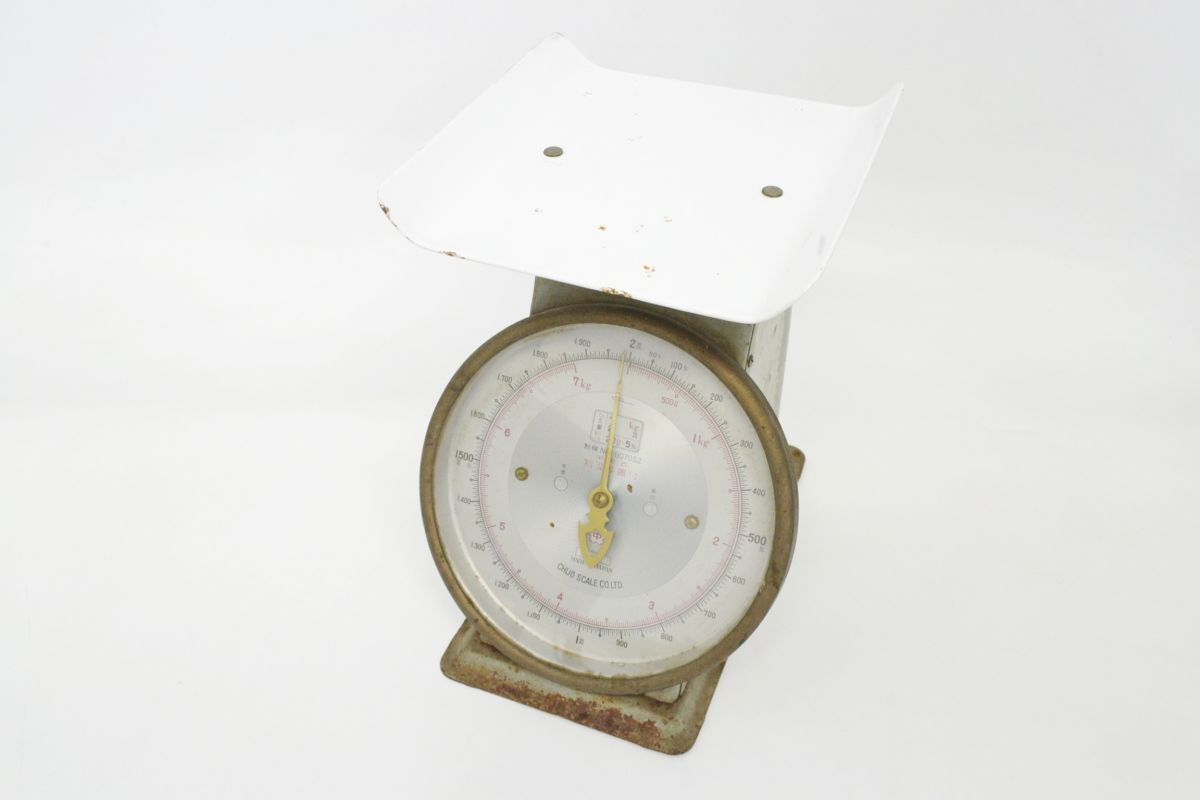 (1450L 0603K5) 1円～ 中央スケール 上皿自動秤 計量 アナログ 7kg 秤 バネ式 キッチンスケール レトロ 当時物