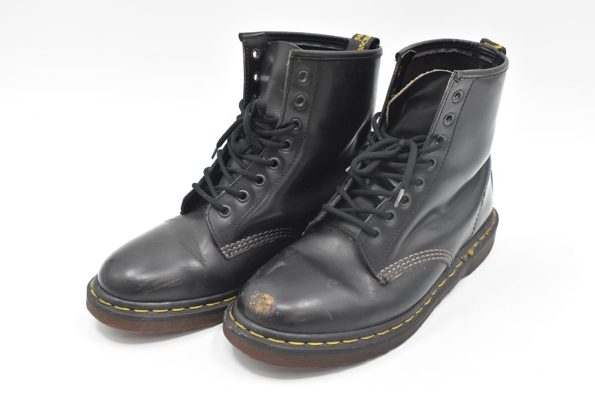 (1442M 0604T9)1円～ Dr. Martens ドクターマーチン 8ホールブーツ レザーブーツ ＵＫ８ ブラック