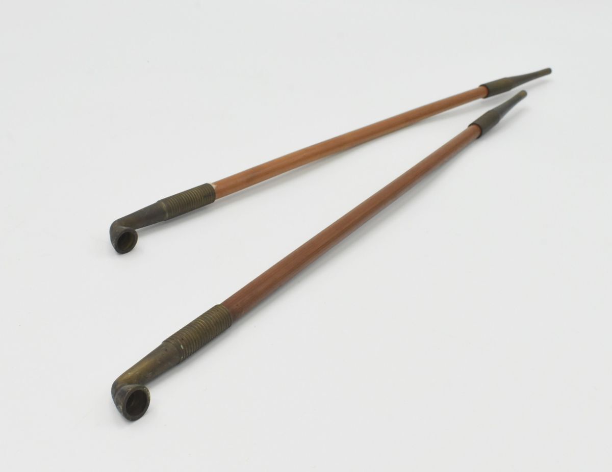 (1S 0601H4) 1円～ キセル 2本セット 煙管 竹 パイプ ラウ 火皿 雁首 羅宇 喫煙具 古道具 時代 アンティーク