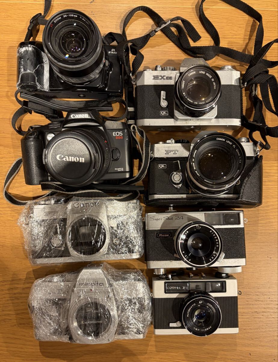 フィルムカメラ まとめ Canon FT QL EX EE EOS888 Minolta SR-T101 Ricoh Super Shot 24 Cosina 35 ジャンク