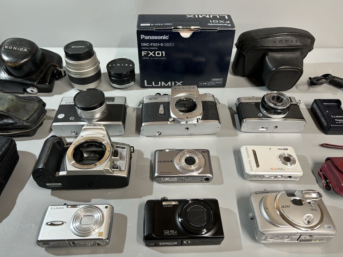 【12Li-3】CASIO Panasonic OLYMPUS TRIP35 FUJIFILM Konica など デジカメ レンズ 一眼レフ フィルムカメラ まとめ 現状品 ジャンク