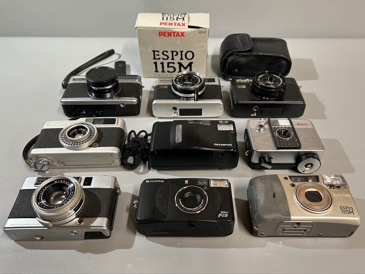 【1Li-6】FUJIFILM Silvi F2.8 ブラックモデル MINOLTA PENTAX OLYMPUS RICOH など コンパクト フィルムカメラ まとめ 現状品 ジャンク