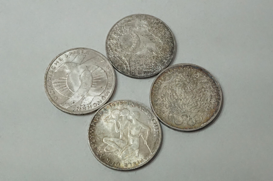 ドイツ　ミュンヘン五輪　10マルク銀貨 まとめて4点　図変わり　1972年　記念硬貨　