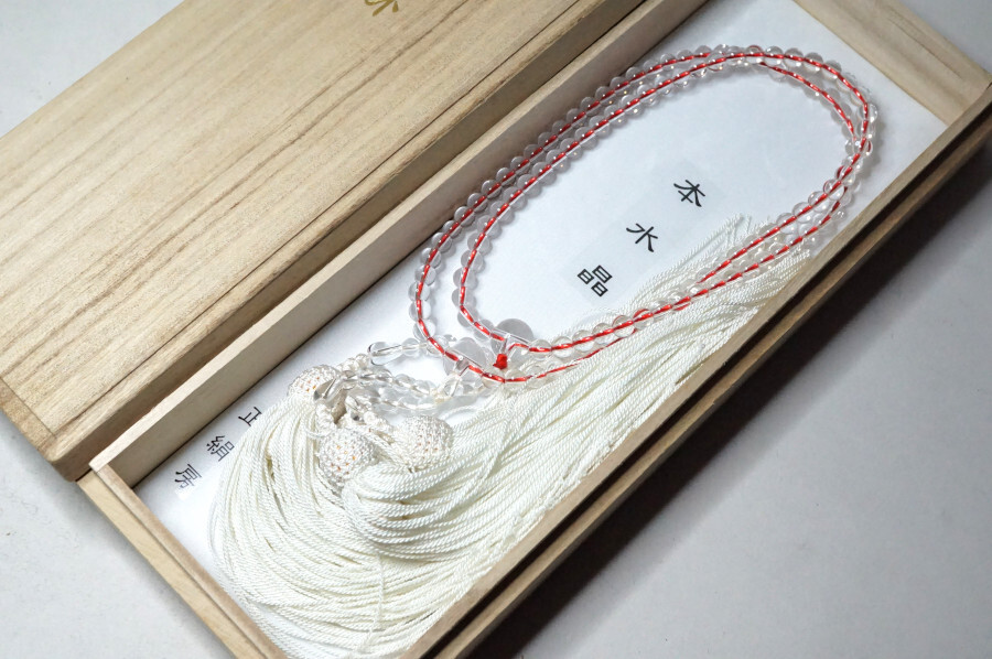 本水晶　念珠B　数珠　仏教美術　仏具　法具　元箱　正絹房　検・寺院・仏閣・袈裟・僧侶