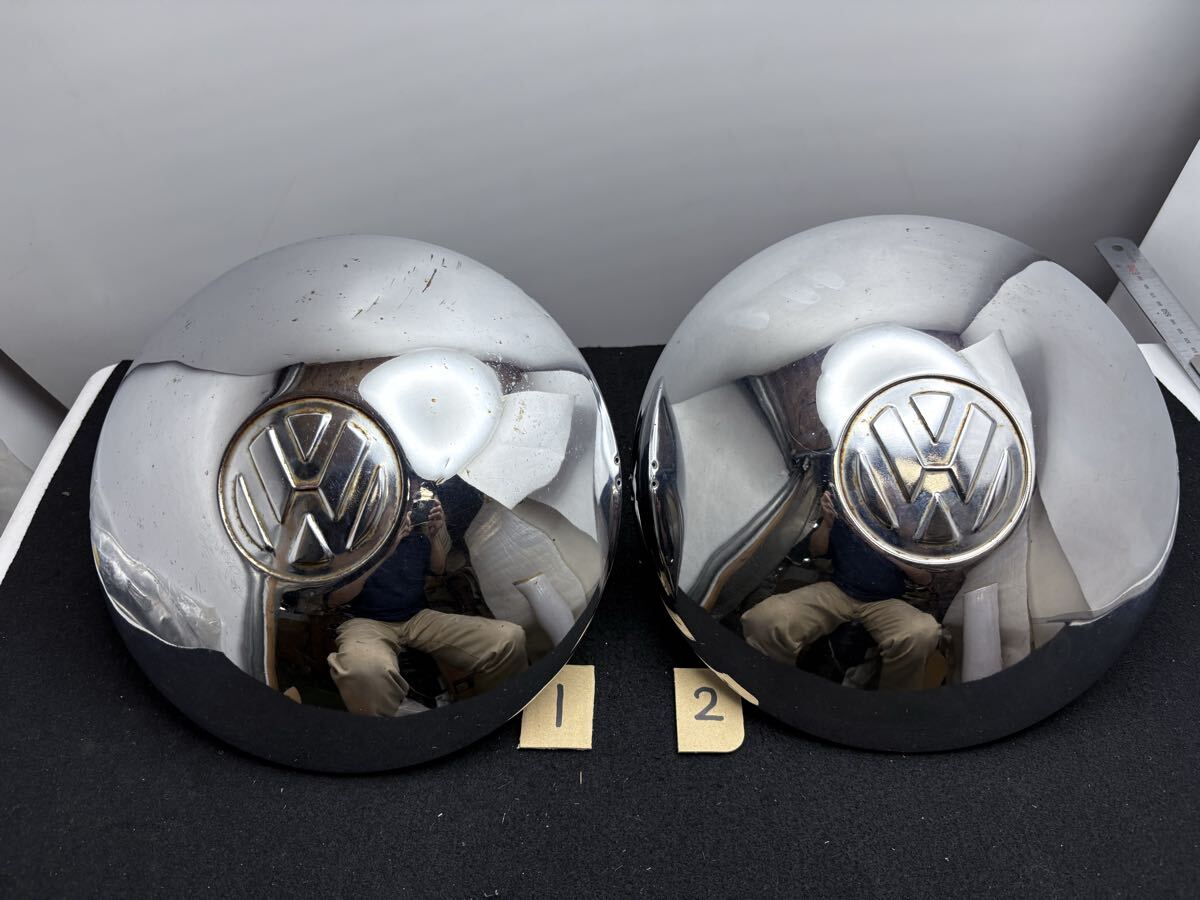 空冷ＶＷ　空冷ワーゲン　タイプ１　タイプ２　タイプ３　カルマンギア　ＶＷロゴ　5穴用　ハブキャップ　ホイールキャップ　2枚　