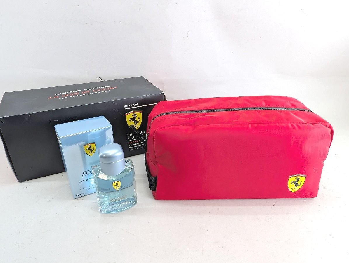 【限定版】FERRARI フェラーリ LIGHT ESSENCE ライトエッセンス オードトワレ 75ml ポーチセット 開封 保管品[22-5786