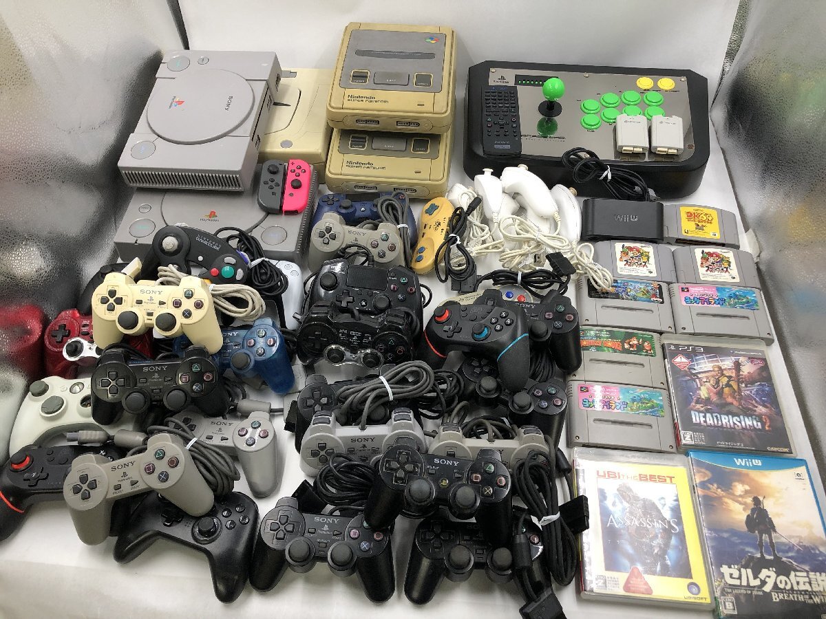 ♪▲ ゲーム機 本体 周辺機器 コントローラー ゲームソフト 掘り出し 大量 箱山 部品取りP 50点セット まとめ売り 0604 22