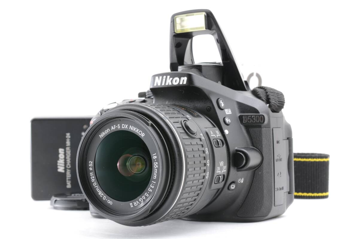 シャッター回数 243回 動作品 ニコン Nikon D5300 レンズ AF-S DX NIKKOR 18-55mm f3.5-5.6G デジタル一眼カメラ 取説 充電器付 管WW1367
