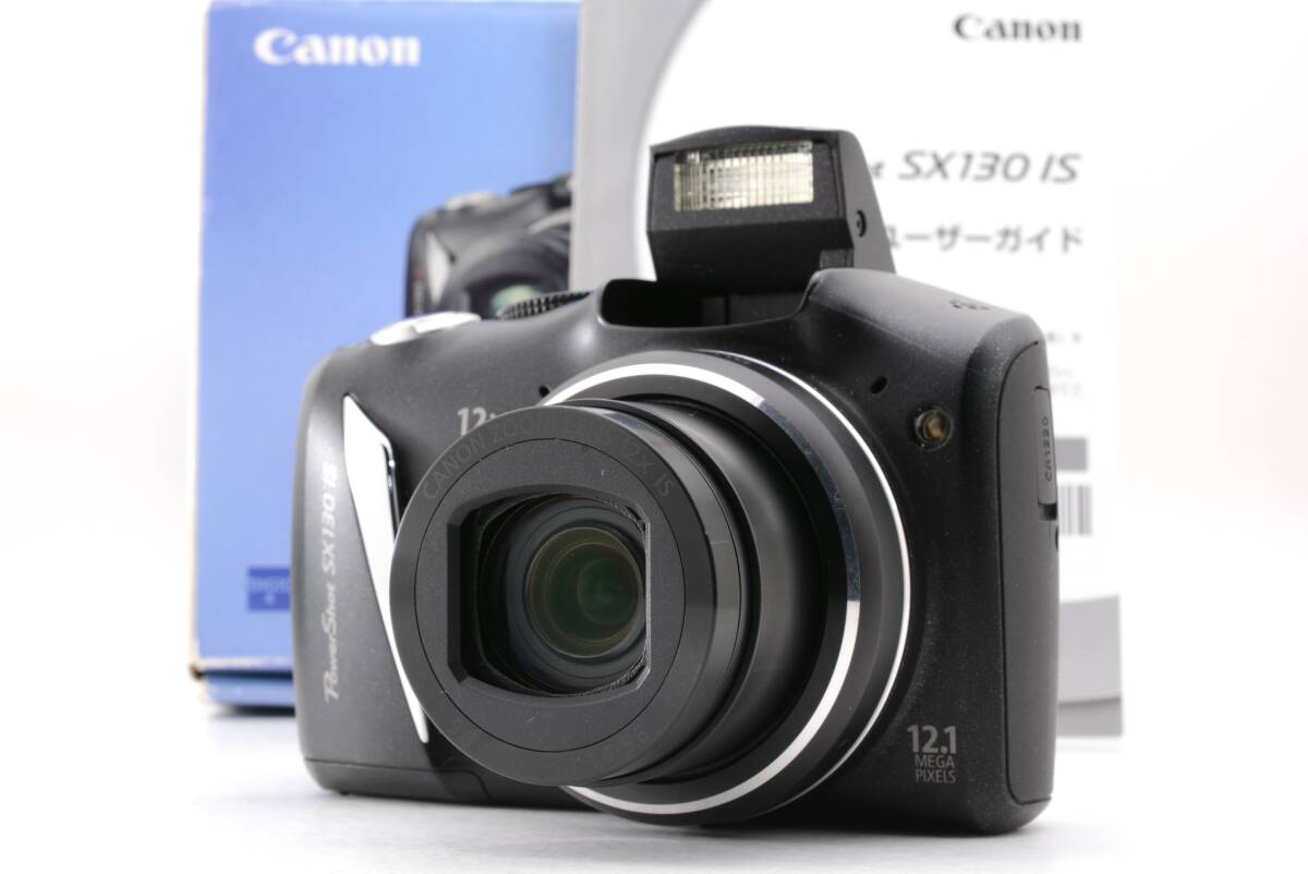 動作品 単三電池使用 キャノン Canon PowerShot SX130 IS パワーショット 黒 ブラック コンパクトデジタルカメラ 箱 取説付 管R1079