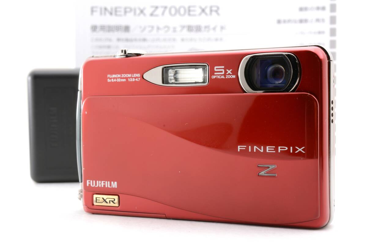 動作品 富士フィルム FUJIFILM FinePix Z700 EXR ファインピックス 赤 レッド コンパクトデジタルカメラ 取説 充電器付 管R1144
