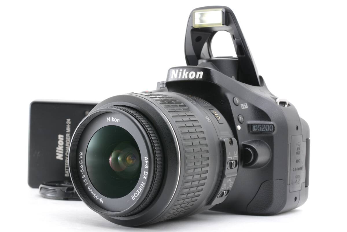 動作品 ニコン Nikon D5200 レンズ AF-S DX NIKKOR 18-55mm f3.5-5.6G デジタル一眼カメラ 充電器付 管WW1461